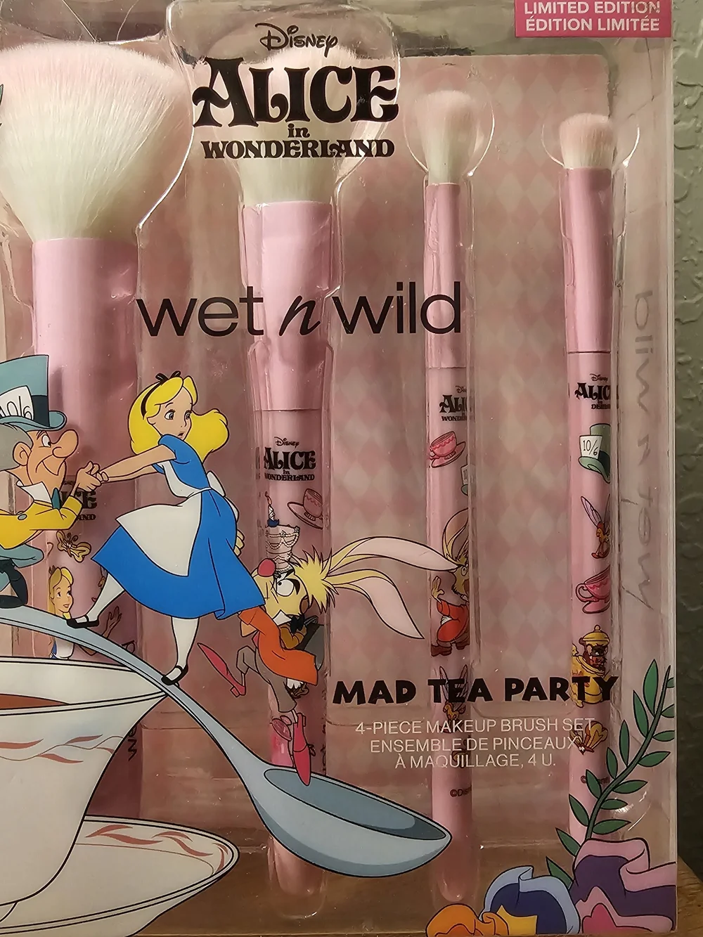 Disney Pink Alice in Wonderland Makeup Brush Set with Character Handles